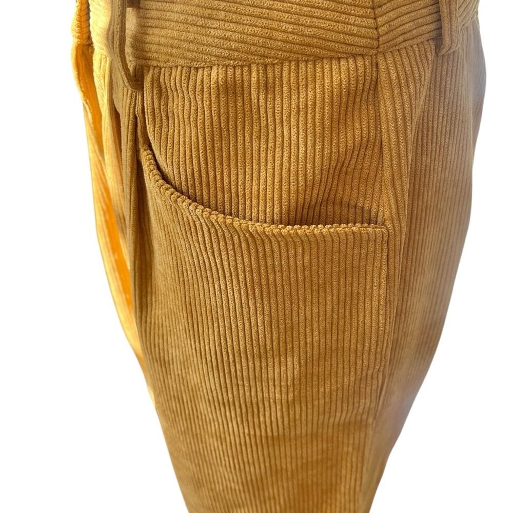 NWT High waisted relaxed fit pleated mustard yellow corduroy trousers 6 - Picture 8 of 16